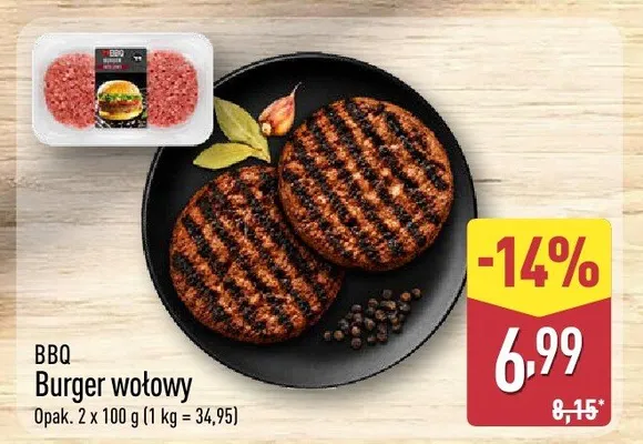 Burger wołowy BBQ promocja w Aldi