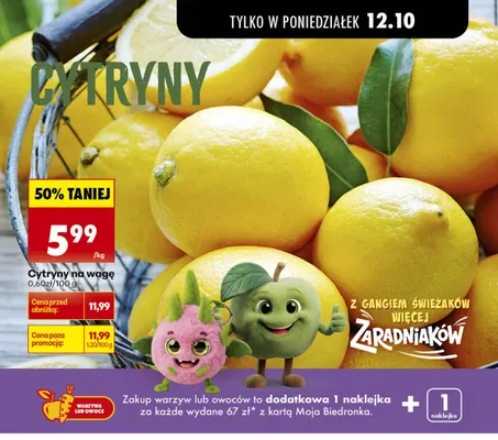 Cytryny na wagę promocja w Biedronka