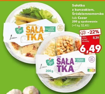 Sałatka z kurczakiem, śródziemnomorska lub Cezar opakowanie promocja w Kaufland