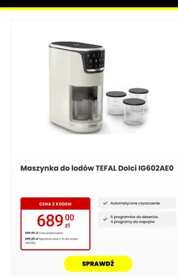 Maszynka do lodów Tefal Dolci IG602AE0 promocja w Media Expert