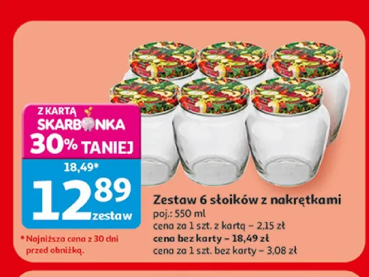 Zestaw 6 słoików z nakrętkami promocja w Auchan