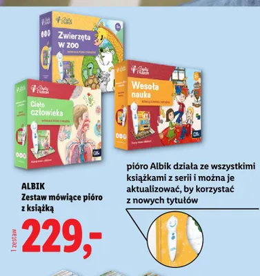 Zestaw mówiące pióro z książką Albik Wesoła nauka promocja w Lidl
