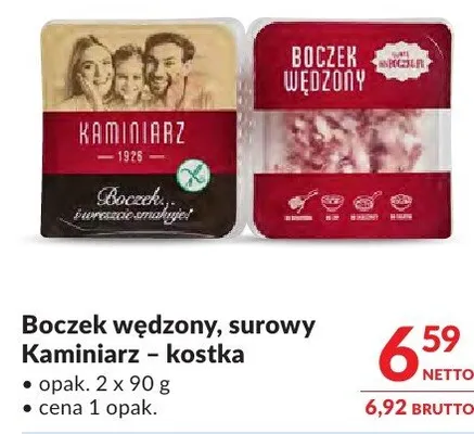 Boczek wędzony, surowy Kaminiarz - kostka promocja w Makro