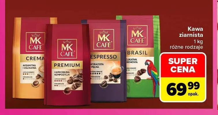 Kawa ziarnista MK Café promocja w Carrefour