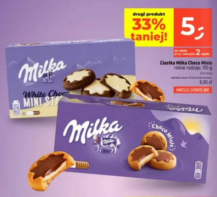 Ciastka Milka White Choco Mini Stars promocja w Dealz