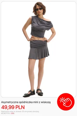 Spódniczka asymetryczna mini z wiskozą Cropp promocja w Cropp