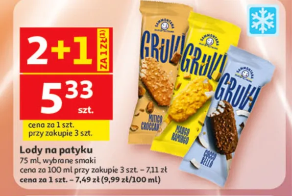 Lody na patyku Gruvi promocja w Auchan