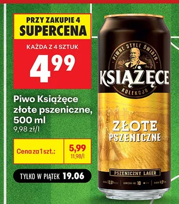 Piwo Książęce złote pszeniczne promocja w Biedronka