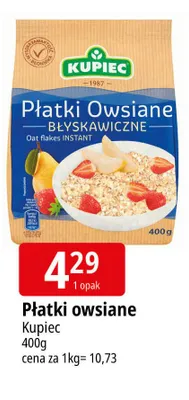 Płatki owsiane Kupiec błyskawiczne promocja w Leclerc