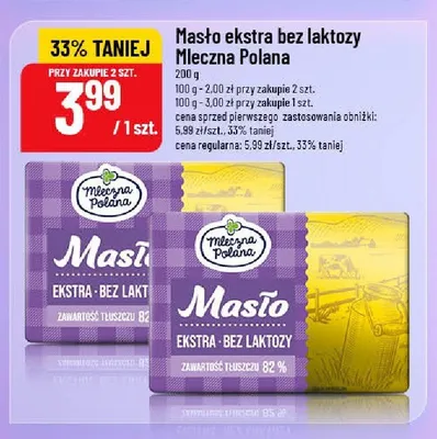 Masło ekstra bez laktozy Mleczna Polana promocja w POLOmarket