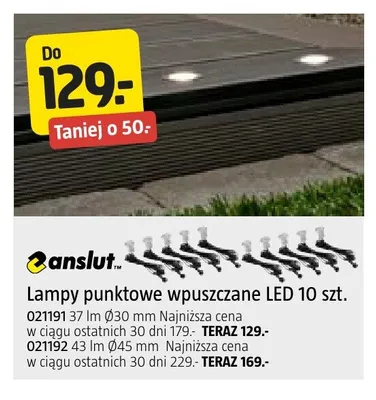 Lampy punktowe wpuszczane LED Anslut 37lm Ø30mm 10szt. promocja w Jula