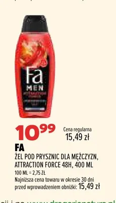 Żel pod prysznic dla mężczyzn Attraction Force 48h Fa promocja w Drogerie Natura