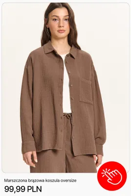 Koszula damska marszczona brązowa oversize Cropp promocja w Cropp