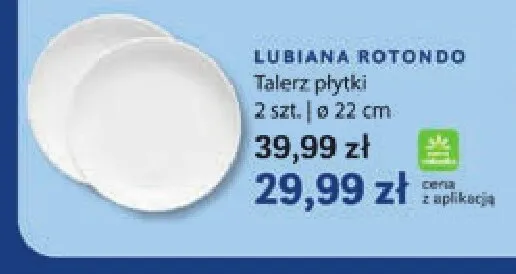 Talerz płytki Lubiana Rotondo 2-pak 22 cm promocja w Stokrotka