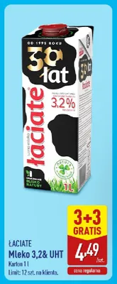 Mleko 3,2% UHT 3+3 GRATIS promocja w Aldi