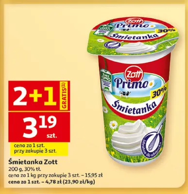 Śmietanka Zott Primo 30% promocja w Auchan