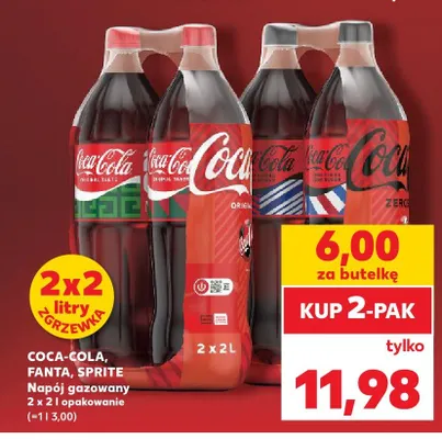 Napój gazowany Coca-Cola Zero 2-pak 2 l promocja w Kaufland
