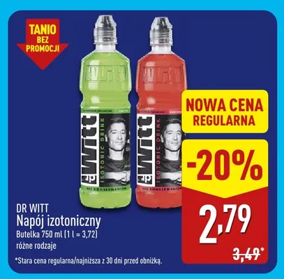 Napój izotoniczny czerwona pomarańcza Dr Witt promocja w Aldi