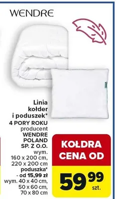 Linia kołder i poduszek 4 PORY ROKU promocja w Carrefour