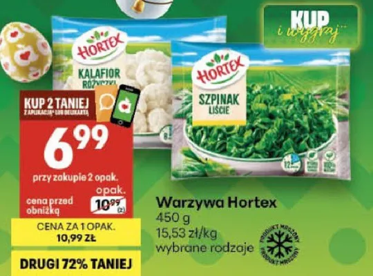 Warzywa Hortex kalafior, szpinak luźne wybrane rodzaje promocja w Delikatesy Centrum