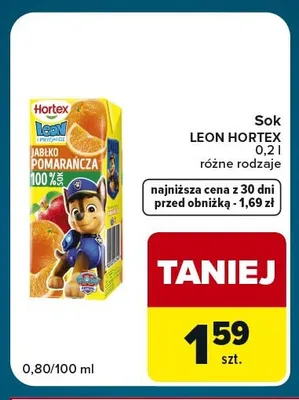 Sok Leon Hortex jabłko pomarańcza promocja w Globi