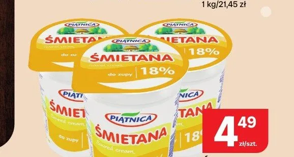 Śmietana 18% Piątnica promocja w Chorten