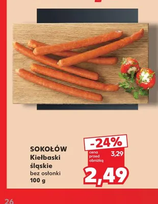 Kiełbaski śląskie bez osłonki Sokołów promocja w Kaufland