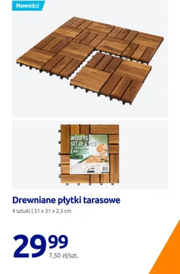 Drewniane płytki tarasowe 31x31x2,5cm promocja w Action