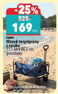 Wózek turystyczny z rączką 2 w 1 73 x 46 x 46,5 cm, granatowy promocja w Biedronka Home