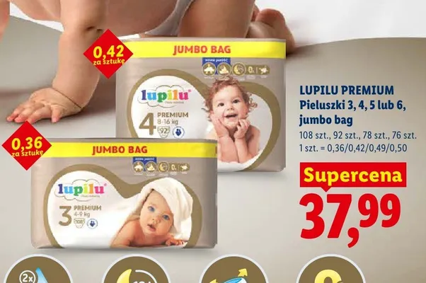 Pieluszki Lupilu Premium 4 jumbo bag promocja w Lidl