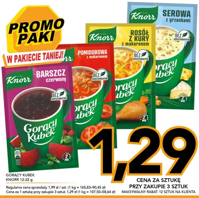 Zupa Gorący Kubek serowa z grzankami Knorr promocja w Kupiec
