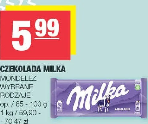 Czekolada mleczna wybrane rodzaje promocja w SPAR