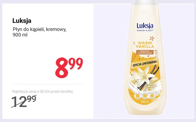 Płyn do kąpieli kremowy Luksja promocja w Rossmann