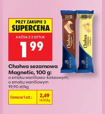 Chałwa sezamowa Magnetic o smaku waniliowo-kakaowym promocja w Biedronka