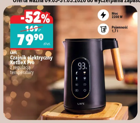 Czajnik elektryczny KettleX Pro z regulacją temperatury Moc 2200W Pojemność 1,7l LAFE promocja w Biedronka Home