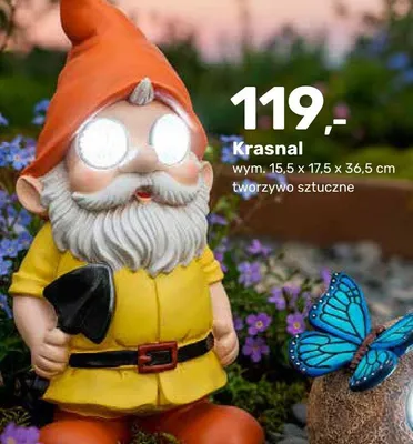 Figurka ogrodowa solarna Krasnal promocja w Bricomarche
