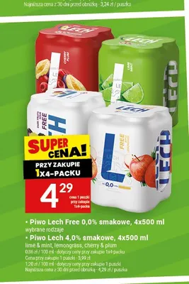 Piwo smakowe Lech Premium Cherry & Plum 4-pak 500 ml promocja w Twój Market