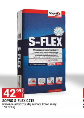 Wysokoelastyczny klej żelowy Sopro S-Flex C2TE szary promocja w Merkury Market