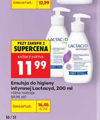 Emulsja do higieny intymnej Lactacyd Łagodzący promocja w Biedronka
