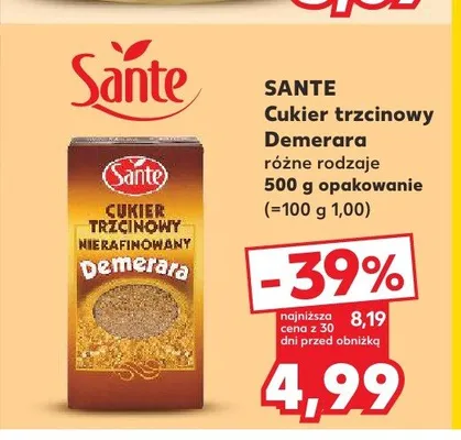 Cukier trzcinowy Demerara Sante promocja w Kaufland