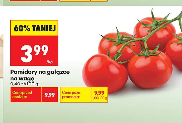 Pomidory na gałązce na wagę promocja w Biedronka
