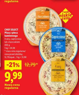 Pizza z pieca kamiennego 4 sery Chef Select promocja w Lidl
