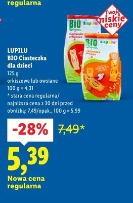 BIO Ciasteczka dla dzieci owsiane promocja w Lidl