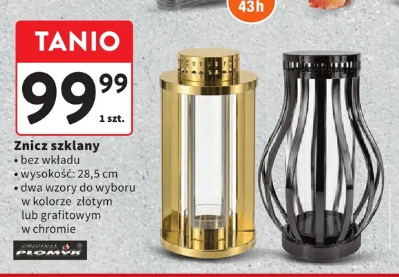 Znicz szklany Płomyk promocja w Intermarche