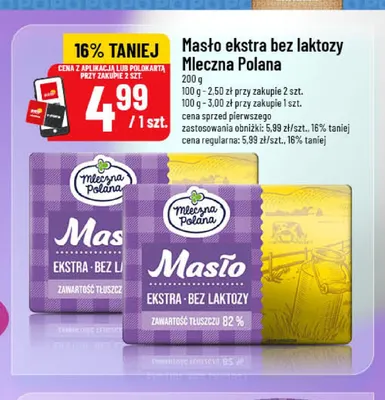 Masło ekstra bez laktozy Mleczna Polana promocja w POLOmarket