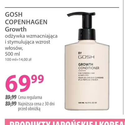 Growth odżywka wzmacniająca i stymulująca wzrost włosów Gosh Copenhagen promocja w Hebe