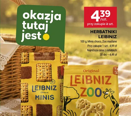 Herbatniki Leibniz Zoo maślane promocja w Stokrotka