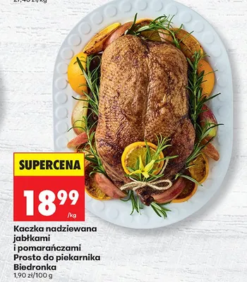 Kaczka nadziewana jabłkami i pomarańczami prosto do piekarnika promocja w Biedronka