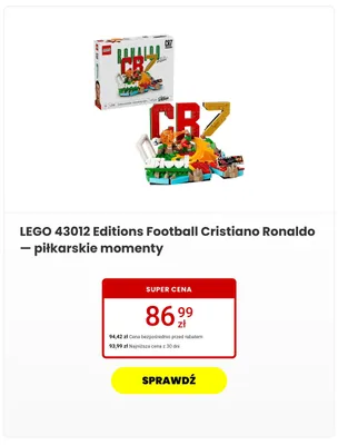 Klocki LEGO 43012 Editions Football Cristiano Ronaldo - piłkarskie momenty promocja w Media Expert