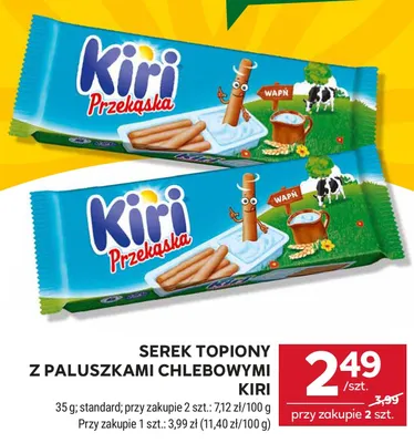 Serek topiony z paluszkami chlebowymi Kiri promocja w Stokrotka